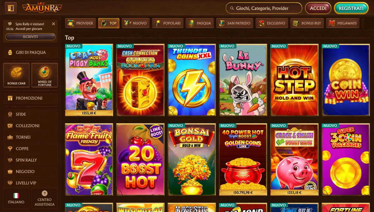 Gioca alle slot nel casinò online AmunRa