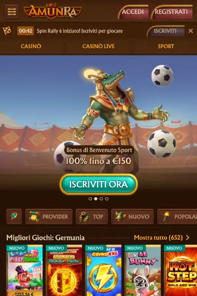 Sito ufficiale del casinò mobile AmunRa