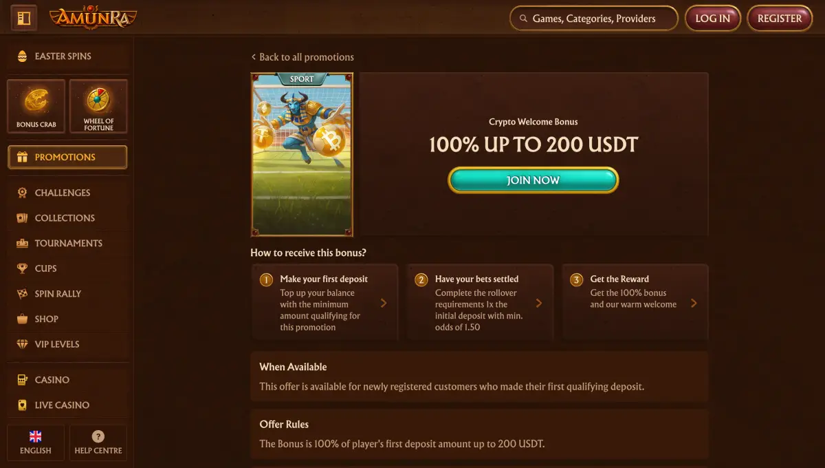 Bonus per le scommesse sportive su AmunRa