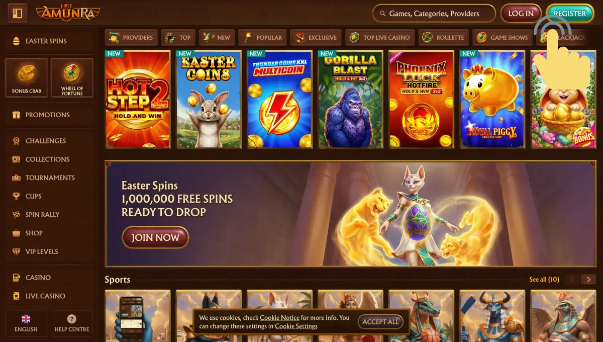 Registrati al casinò online AmunRa